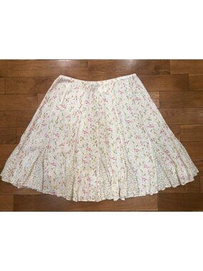 Billa Pull On Skirt Lightweight Flowy Delicate Floral Festival Cottagecore Sz M